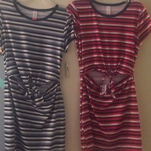 Two striped colored shirt dresses